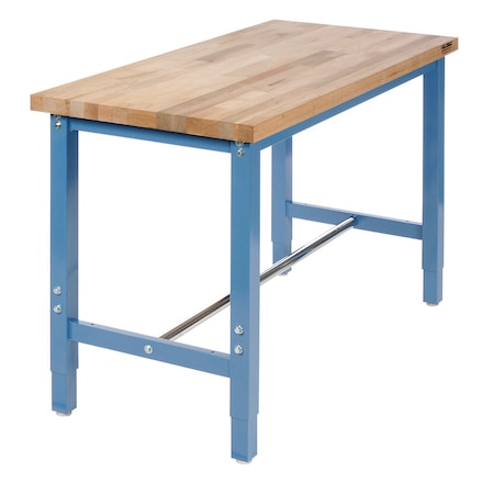 Global Industrial 48x24 Adj. Height Workbench Return, Square Tube Leg, Maple Square Edge Blue 249404BL